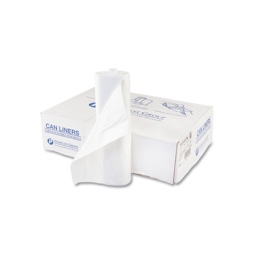 High-Density Commercial Can Liners, 56 gal, 17 mic, 43" x 48", Clear, Interleaved Roll, 25 Bags/Roll, 8 Rolls/Carton. Picture 1