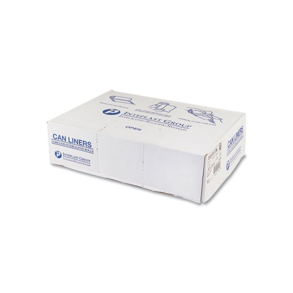 High-Density Commercial Can Liners, 56 gal, 17 mic, 43" x 48", Clear, Interleaved Roll, 25 Bags/Roll, 8 Rolls/Carton. Picture 4
