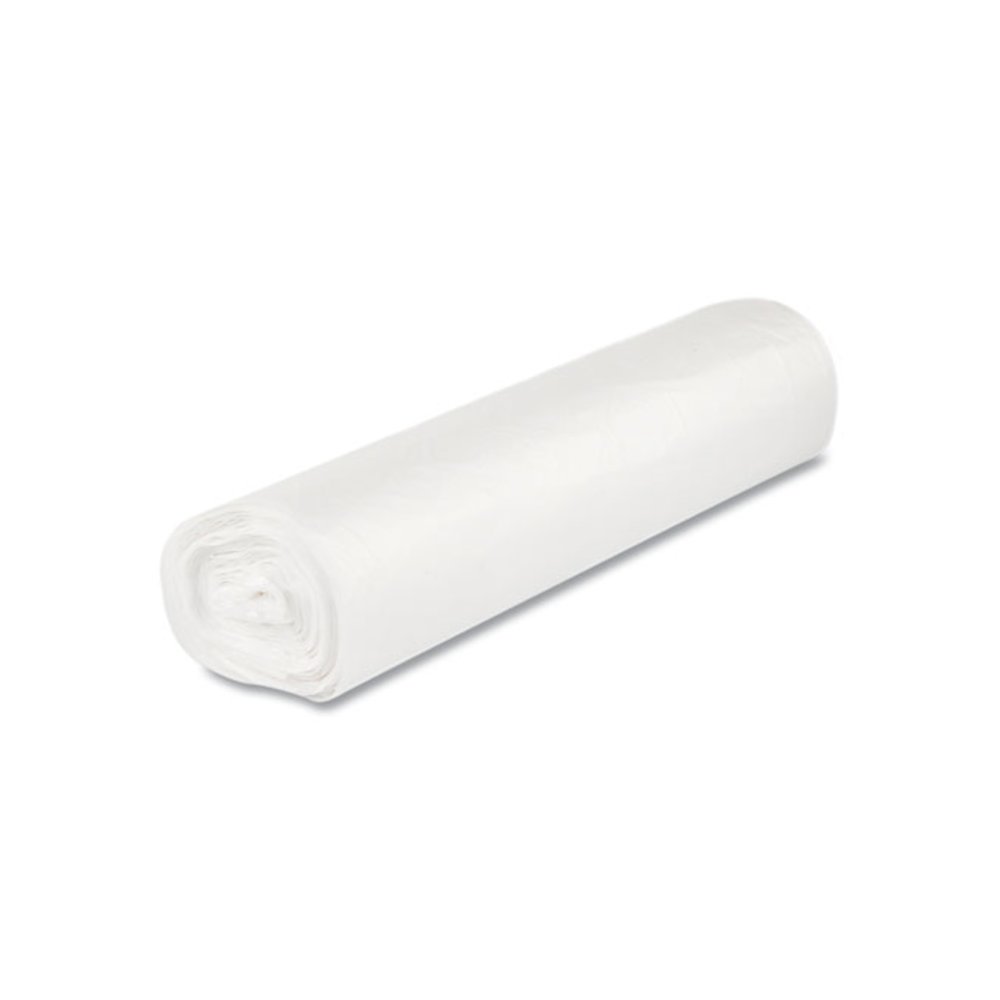 High-Density Commercial Can Liners, 56 gal, 17 mic, 43" x 48", Clear, Interleaved Roll, 25 Bags/Roll, 8 Rolls/Carton. Picture 5