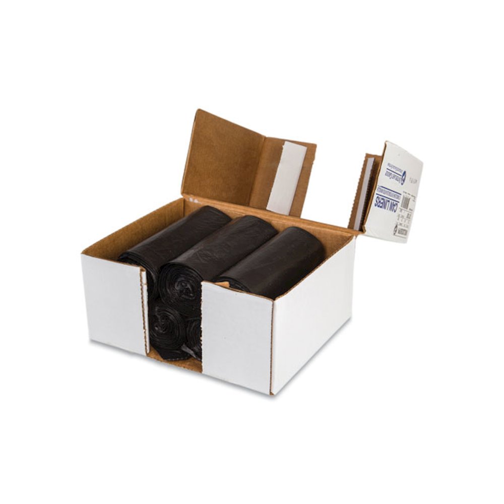 Low-Density Commercial Can Liners, 30 gal, 0.9 mil, 30" x 36", Black, Interleaved Roll, 25 Bags/Roll, 8 Rolls/Carton. Picture 4