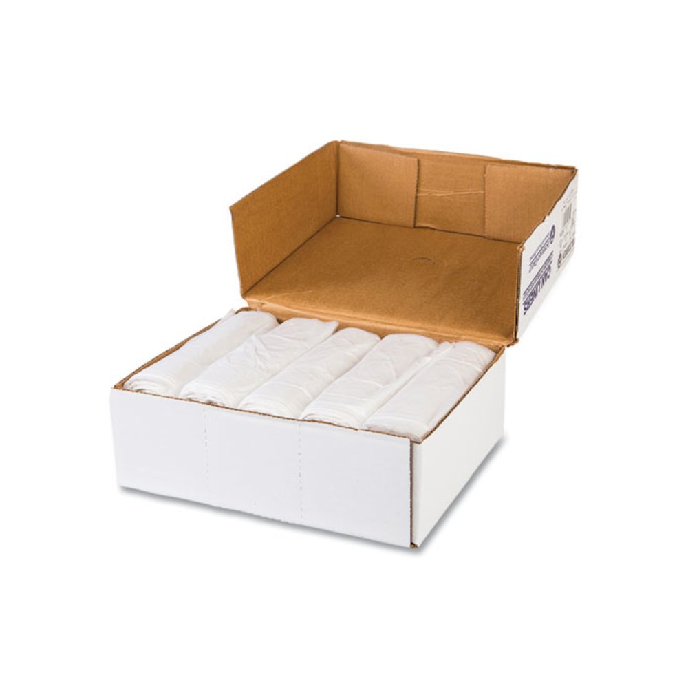 Low-Density Commercial Can Liners, 60 gal, 1.15 mil, 38" x 58", Clear, Interleaved Roll, 20 Bags/Roll, 5 Rolls/Carton. Picture 3