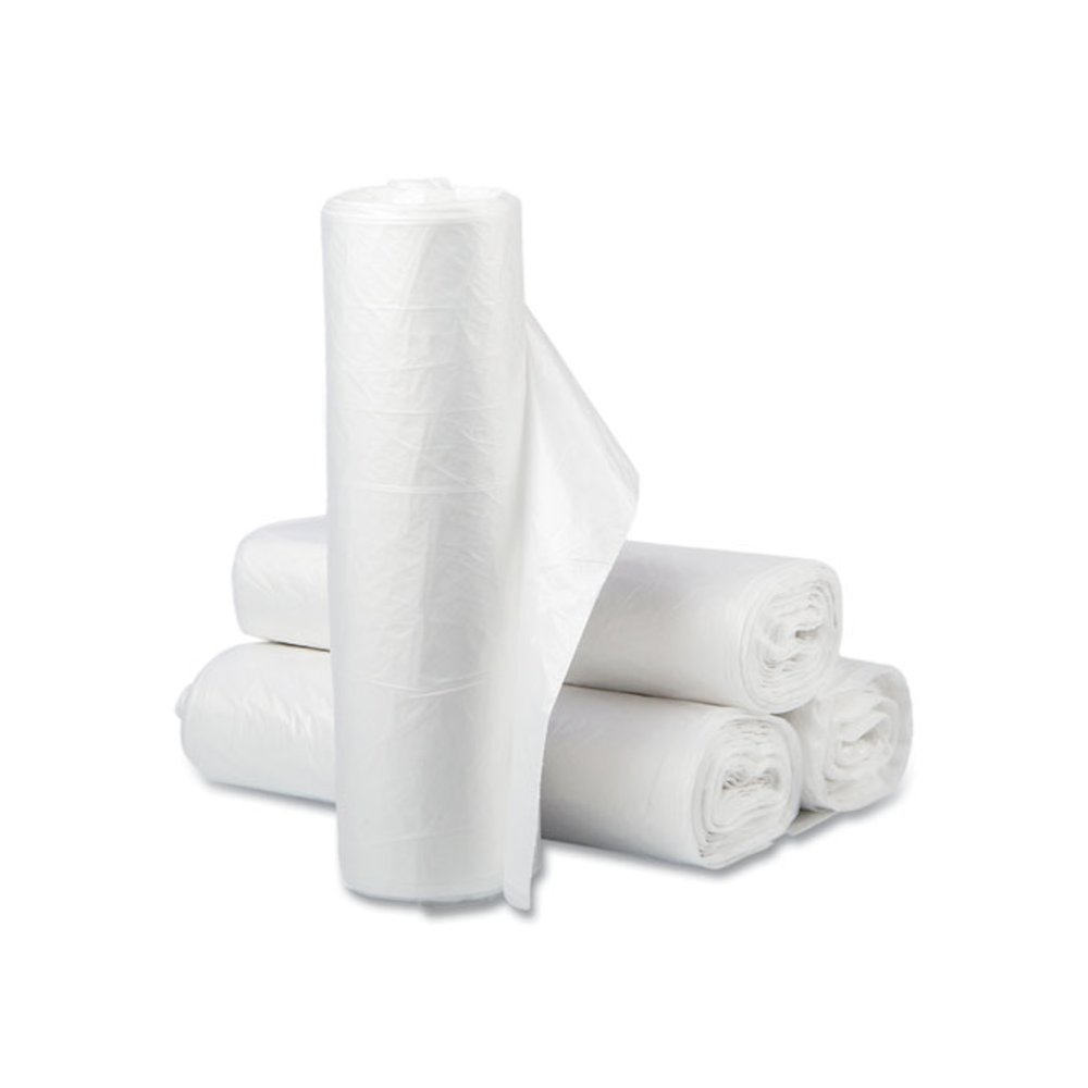 High-Density Commercial Can Liner Value Pack, 60 gal, 12 mic, 38" x 58", Clear, Interleaved Roll, 25 Bags/Roll, 8 Rolls/CT. Picture 2