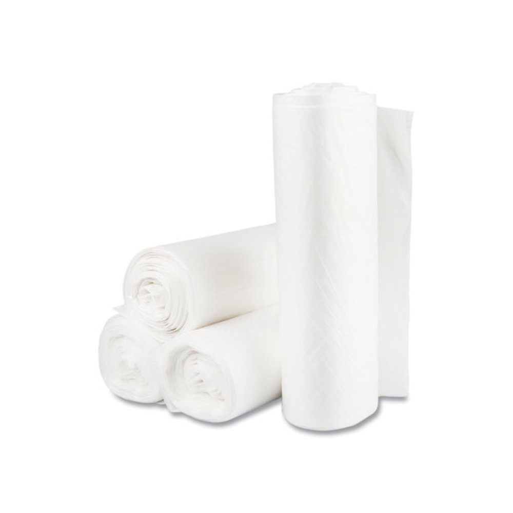 High-Density Commercial Can Liner Value Pack, 60 gal, 14 mic, 38" x 58", Clear, Interleaved Roll, 25 Bags/Roll, 8 Rolls/CT. Picture 1