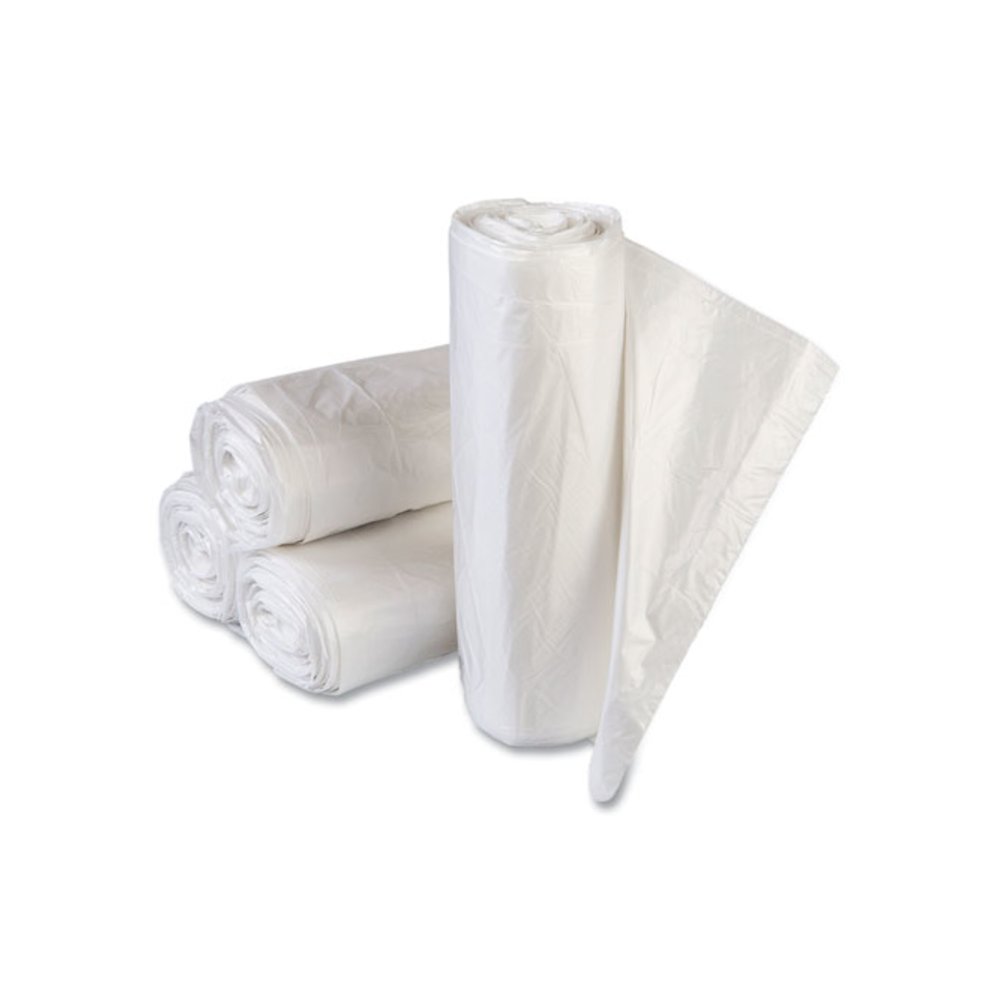 High-Density Commercial Can Liner Value Pack, 60 gal, 14 mic, 43" x 46", Clear, Interleaved Roll, 25 Bags/Roll, 8 Rolls/CT. Picture 1