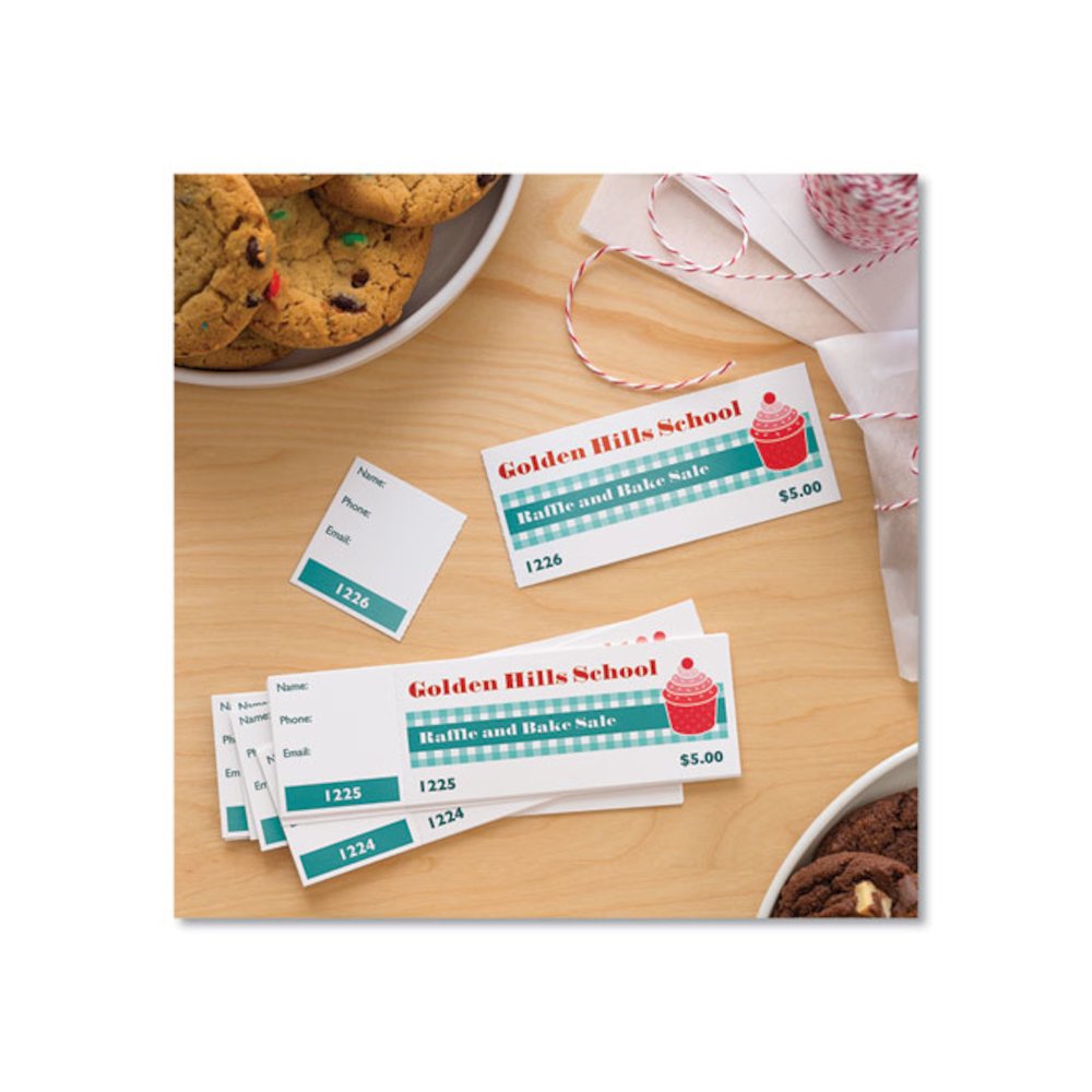 Printable Tickets with Tear-Away Stubs, 97 Bright, 65 lb Cover Weight, 8.5 x 11, White, 10 Tickets/Sheet, 50 Sheets/Pack. Picture 3