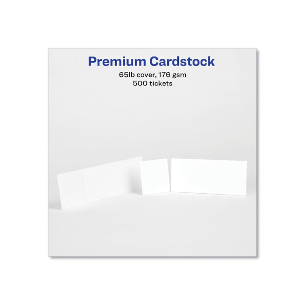 Printable Tickets with Tear-Away Stubs, 97 Bright, 65 lb Cover Weight, 8.5 x 11, White, 10 Tickets/Sheet, 50 Sheets/Pack. Picture 5