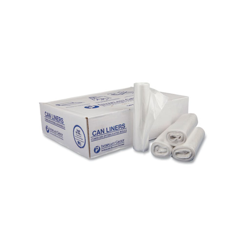 Draw-Tuff Institutional Draw-Tape Can Liners, Drawstring, 12 gal, 28" x 24", White, 25 Bags/Roll, 12 Rolls/Carton. Picture 1