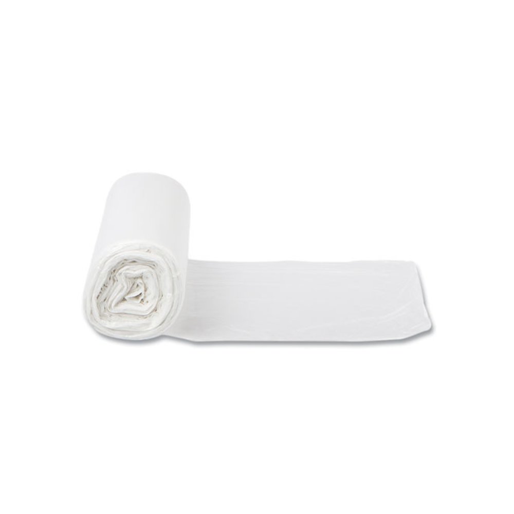 High-Density Commercial Can Liners, 10 gal, 5 mic, 24" x 24", Natural, Perforated Roll, 50 Bags/Roll, 20 Rolls/Carton. Picture 4