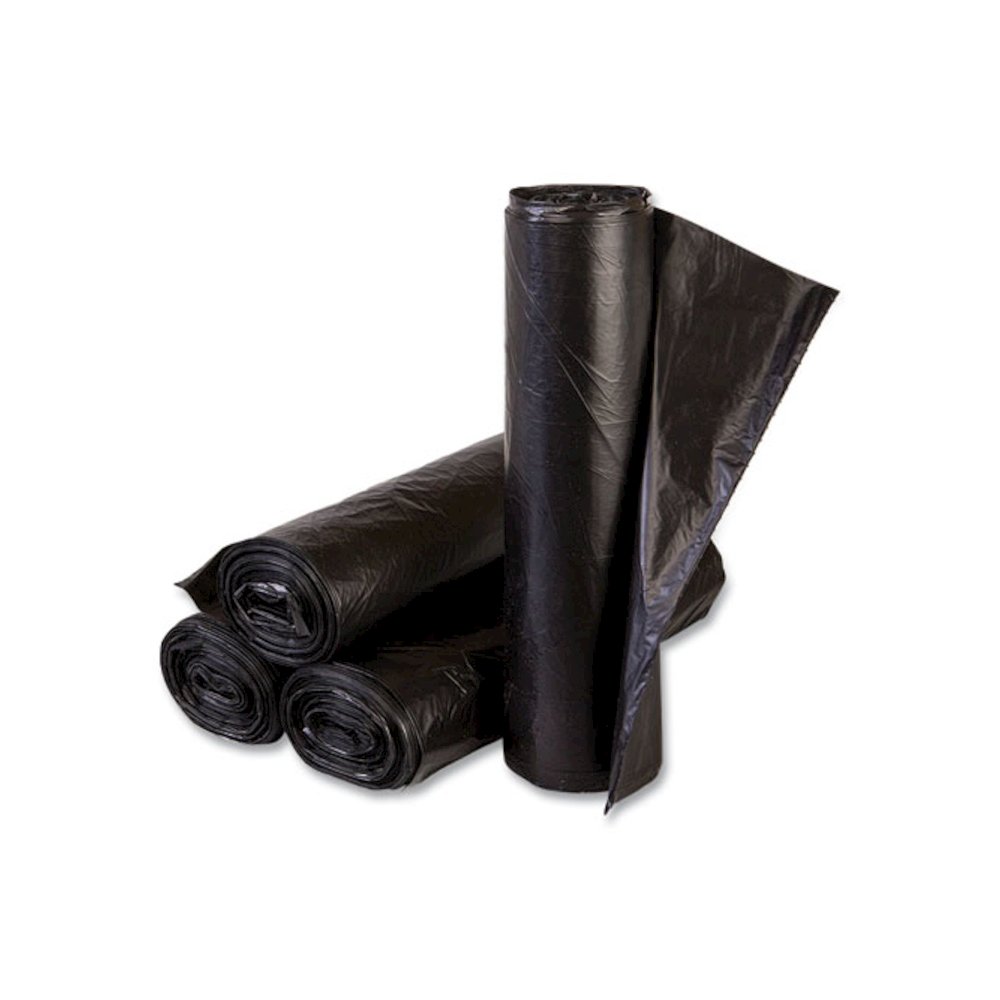 High-Density Commercial Can Liners, 16 gal, 6 mic, 24" x 33", Black, Perforated Roll, 50 Bags/Roll, 20 Rolls/Carton. Picture 1