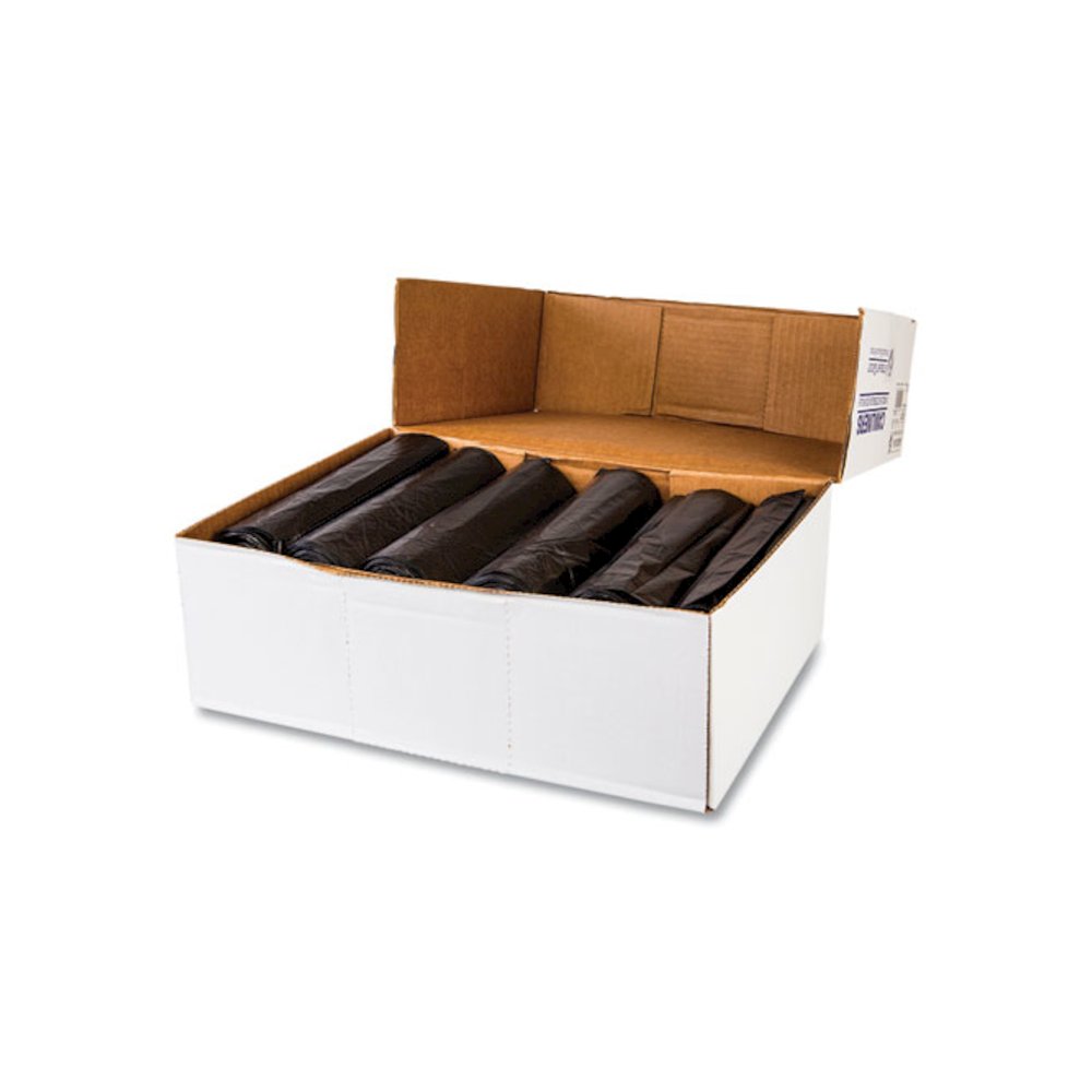 High-Density Commercial Can Liners, 16 gal, 6 mic, 24" x 33", Black, Perforated Roll, 50 Bags/Roll, 20 Rolls/Carton. Picture 4