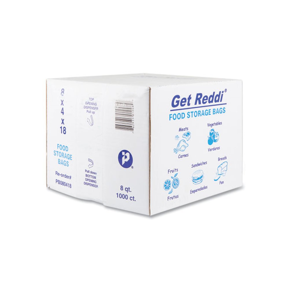 Food Bags, 2 Gallon, 8" x 4" x 18", Clear, 1,000/Carton. Picture 2