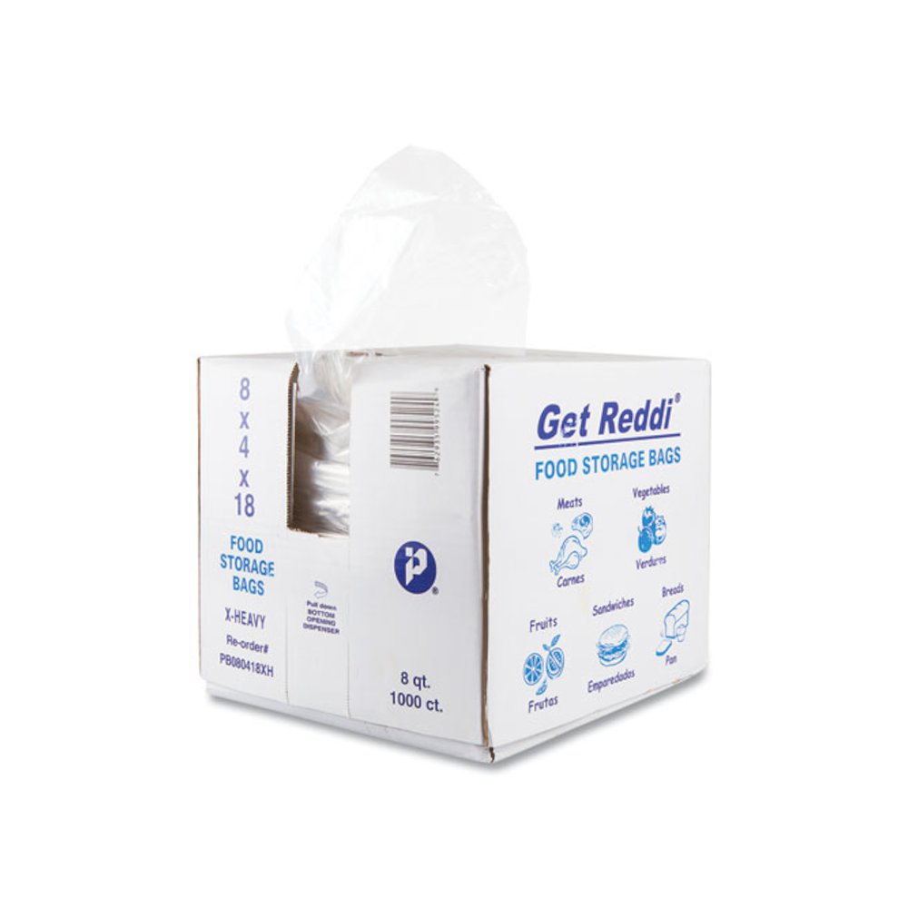 Food and Utility Bags, 2 gal, 8" x 4" x 18", Clear, 1,000/Carton. Picture 1