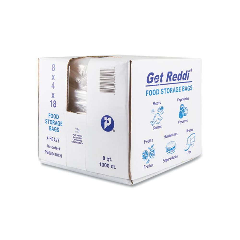 Food and Utility Bags, 2 gal, 8" x 4" x 18", Clear, 1,000/Carton. Picture 2