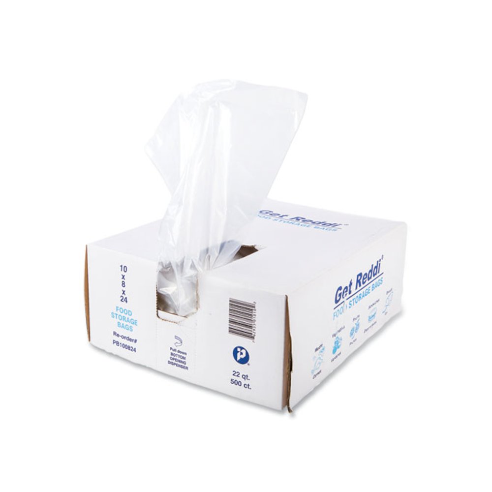 Food Bags, 5.5 Gallon, 10" x 8" x 24", Clear, 500/Carton. Picture 1