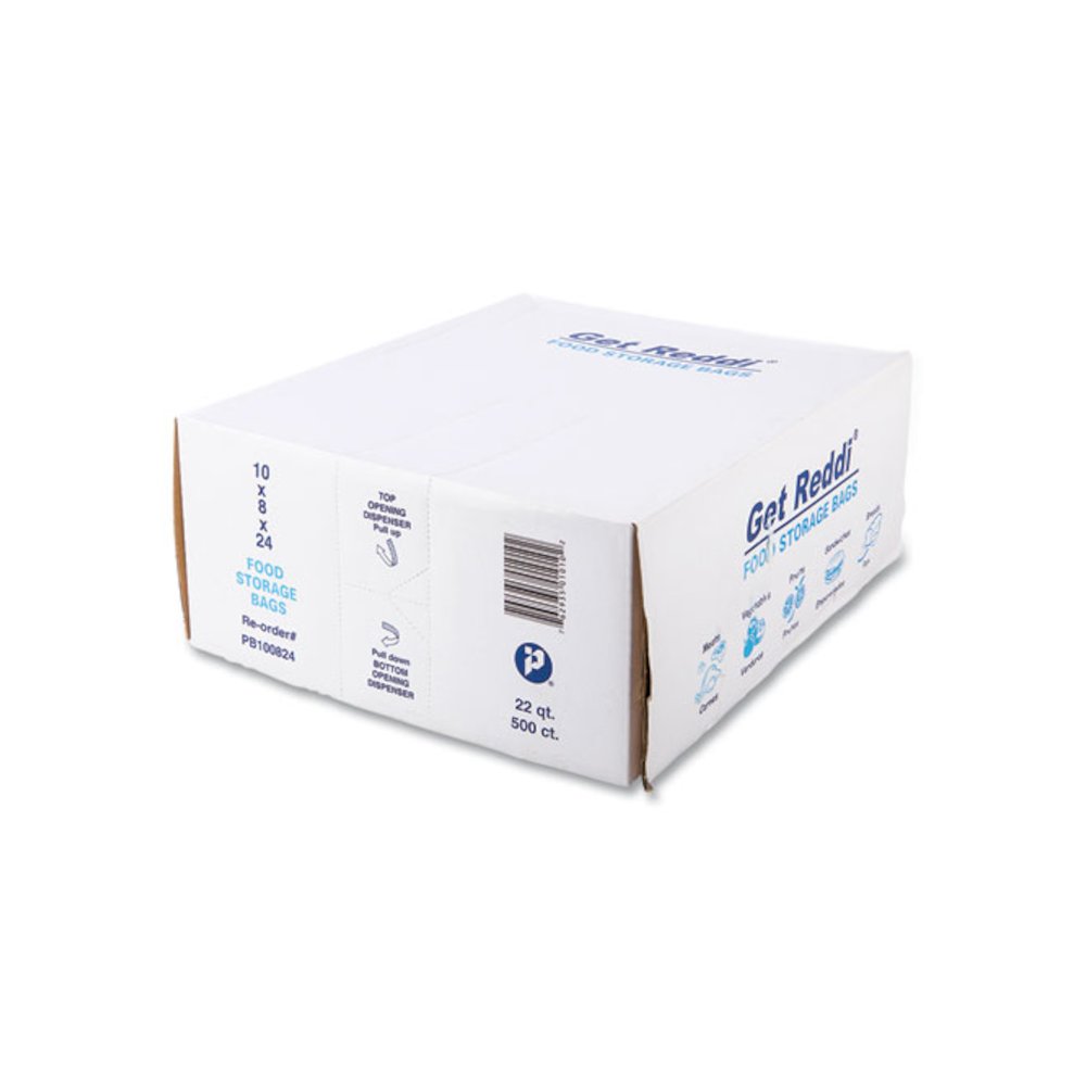 Food Bags, 5.5 Gallon, 10" x 8" x 24", Clear, 500/Carton. Picture 2