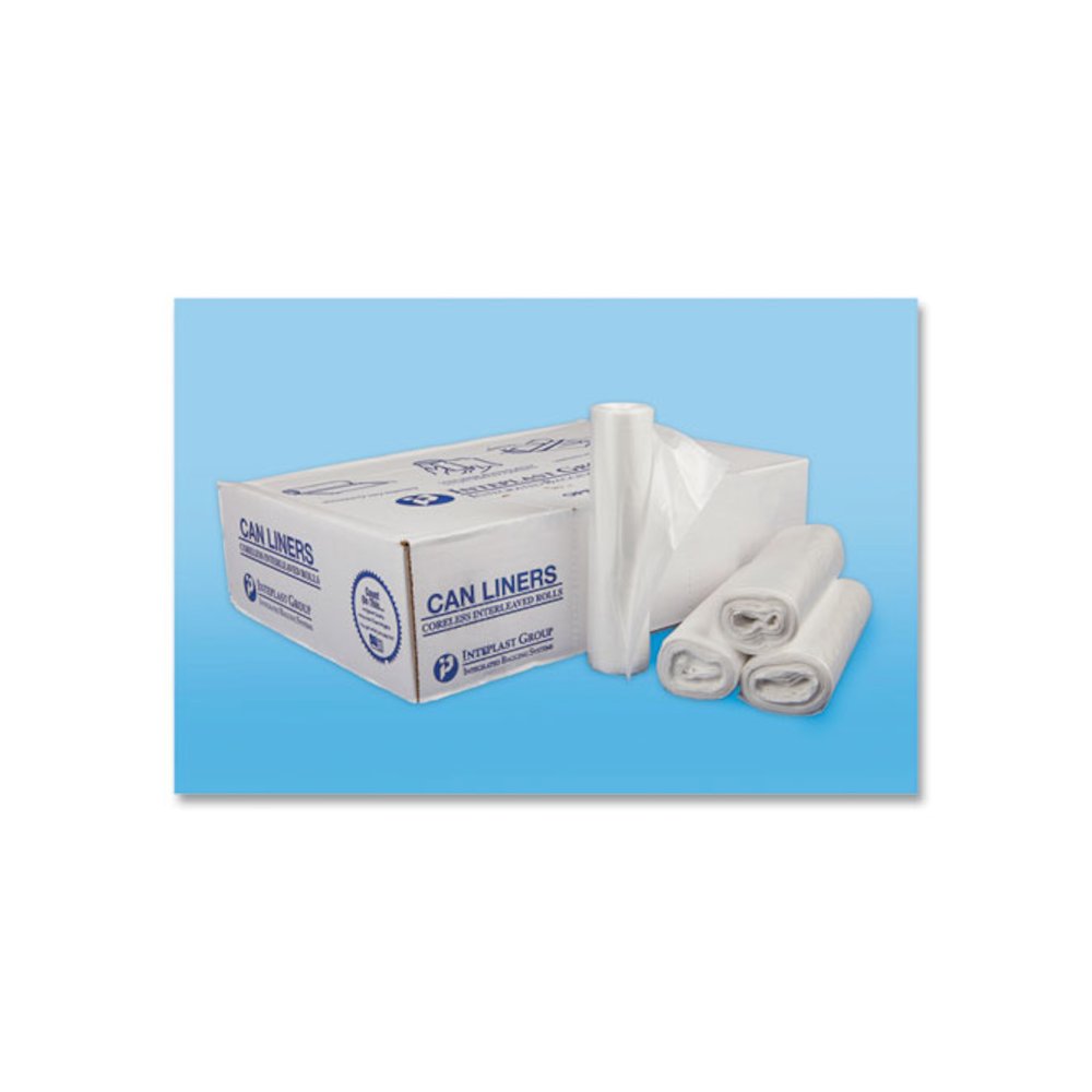 High-Density Commercial Can Liners, 30 gal, 13 mic, 30" x 37", Clear, Interleaved Roll, 25 Bags/Roll, 20 Rolls/Carton. Picture 1