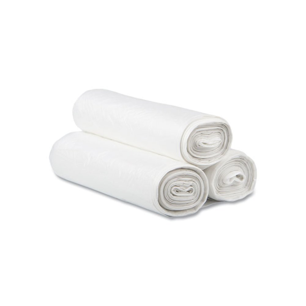 High-Density Commercial Can Liners, 30 gal, 13 mic, 30" x 37", Clear, Interleaved Roll, 25 Bags/Roll, 20 Rolls/Carton. Picture 4