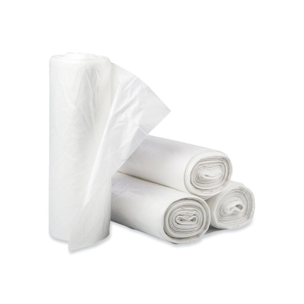 High-Density Commercial Can Liners, 30 gal, 16 mic, 30" x 37", Clear, Interleaved Roll, 25 Bags/Roll, 20 Rolls/Carton. Picture 2