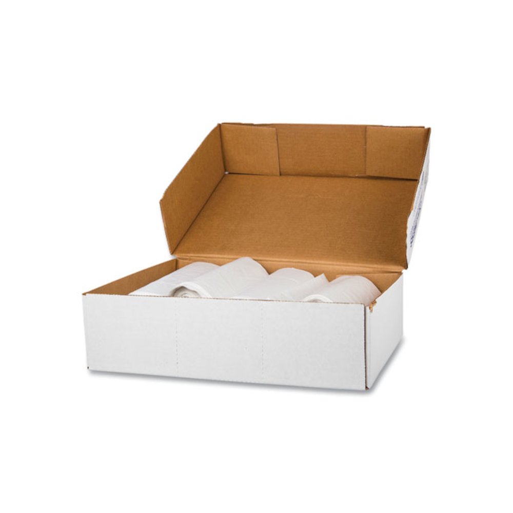 High-Density Commercial Can Liners, 60 gal, 12 mic, 38" x 60", Clear, Interleaved Roll, 25 Bags/Roll, 8 Rolls/Carton. Picture 2
