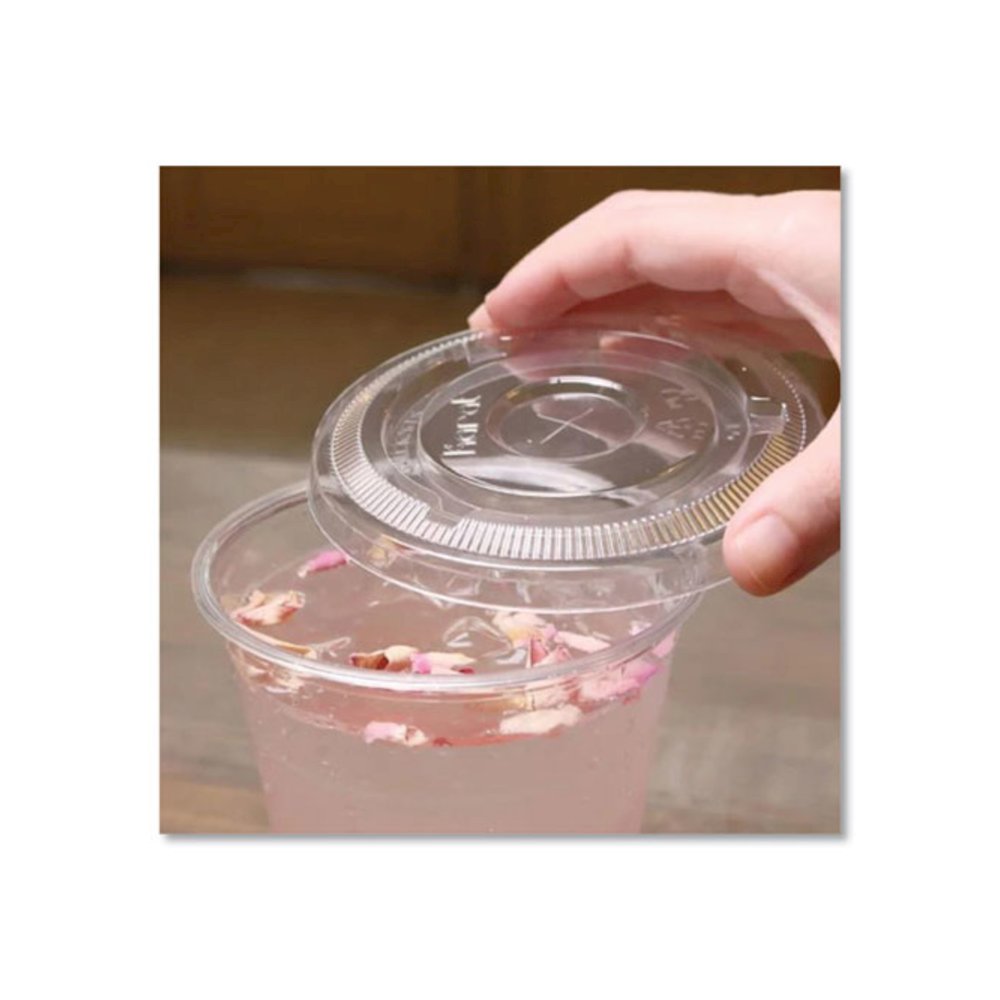 PET Lids, Flat with Straw Slot, Fits 12 oz to 24 oz Cold Cups, Plastic, Clear, 1,000/Carton. Picture 4