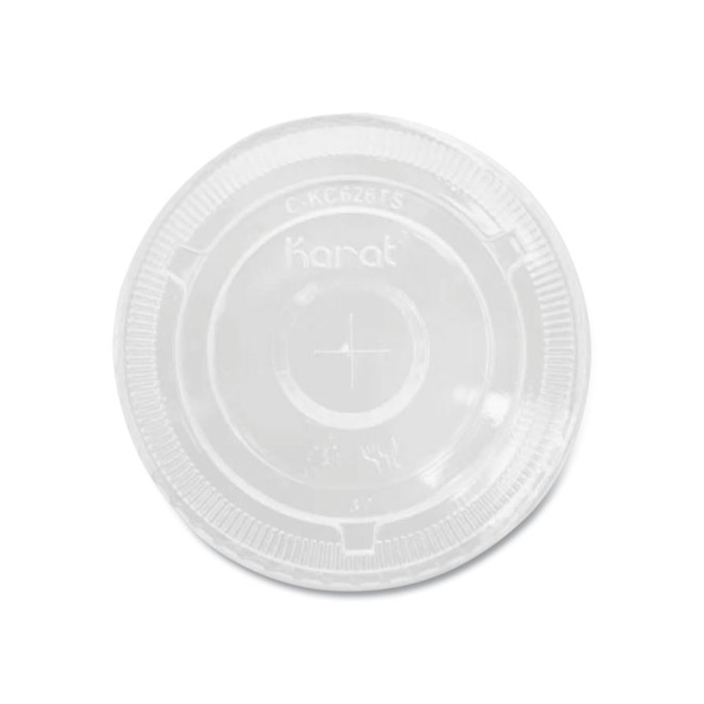 PET Lids, Flat with Straw Slot, Fits 12 oz to 24 oz Cold Cups, Plastic, Clear, 1,000/Carton. Picture 1