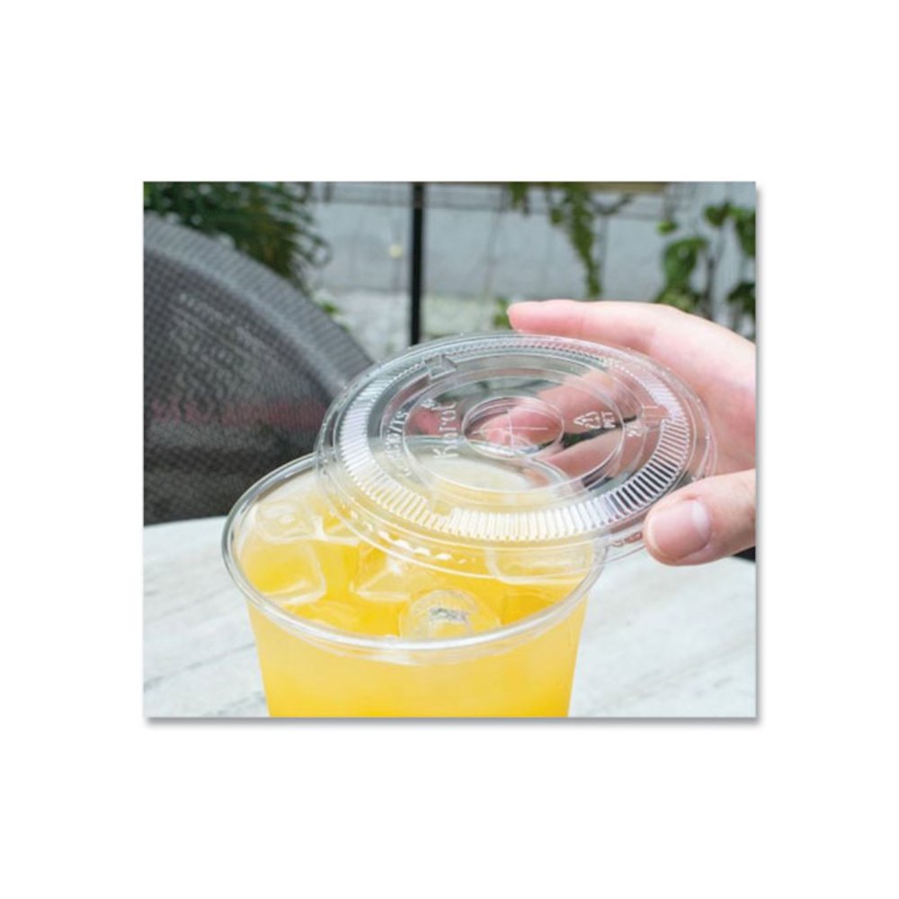 PET Lids, Flat with Straw Slot, Fits 32 oz Cold Cups, Plastic, Clear, 500/Carton. Picture 4