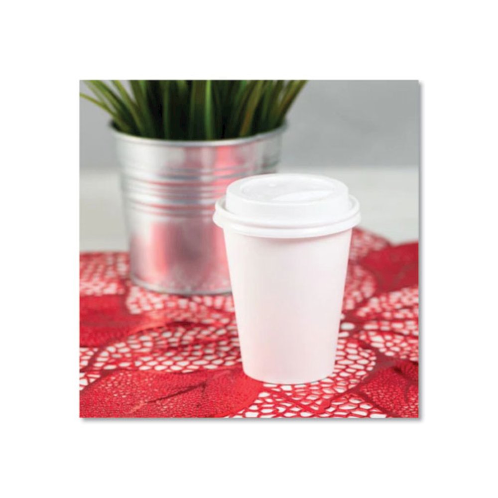 Hot Cup Lids, Sipper Lid, Fits 8 oz Hot Cups, Plastic, White, 1,000/Carton. Picture 4