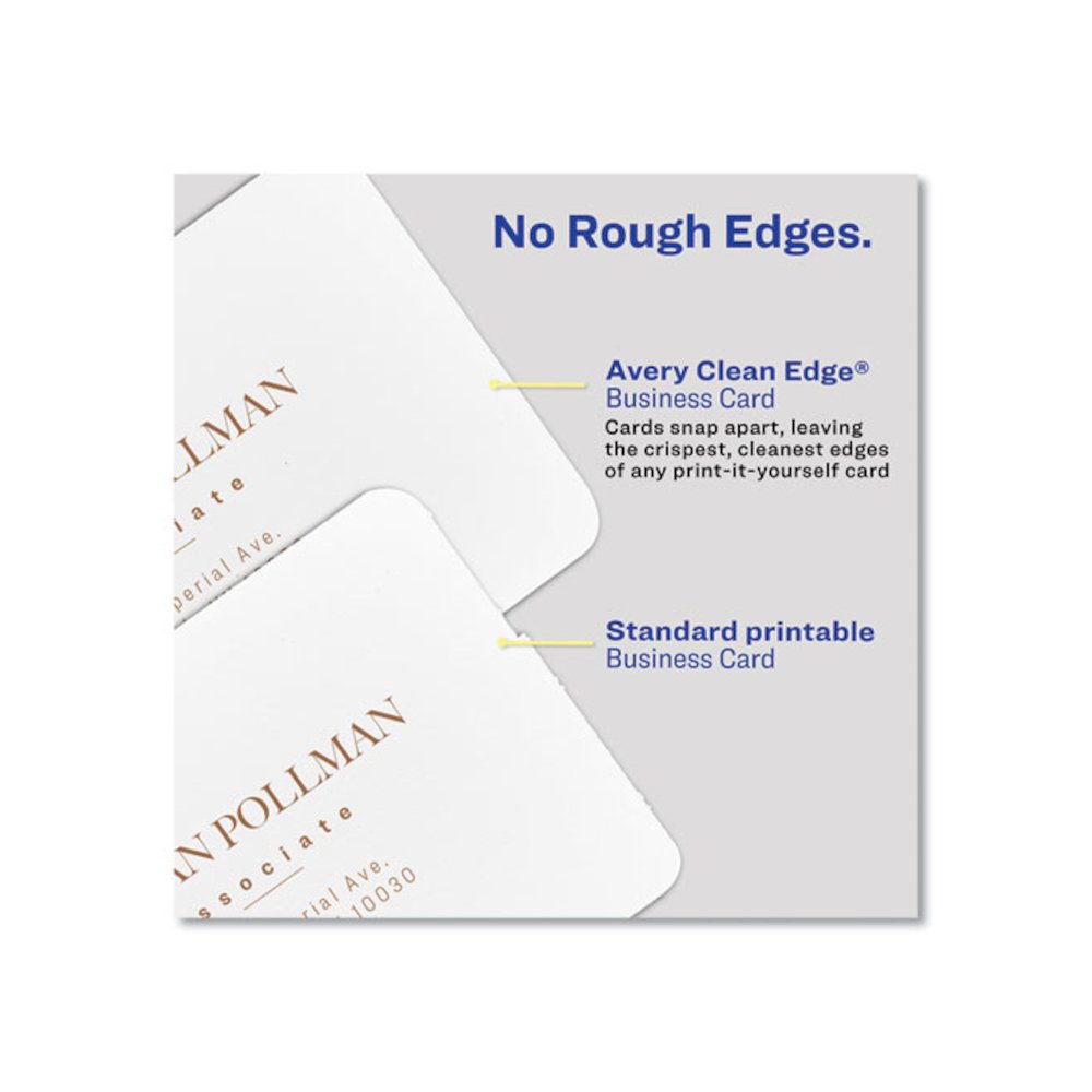 Square Clean Edge Cards with Sure Feed Technology, Laser, 2.5 x 2.5, White, 9 Cards/Sheet, 20 Sheets/Pack. Picture 4