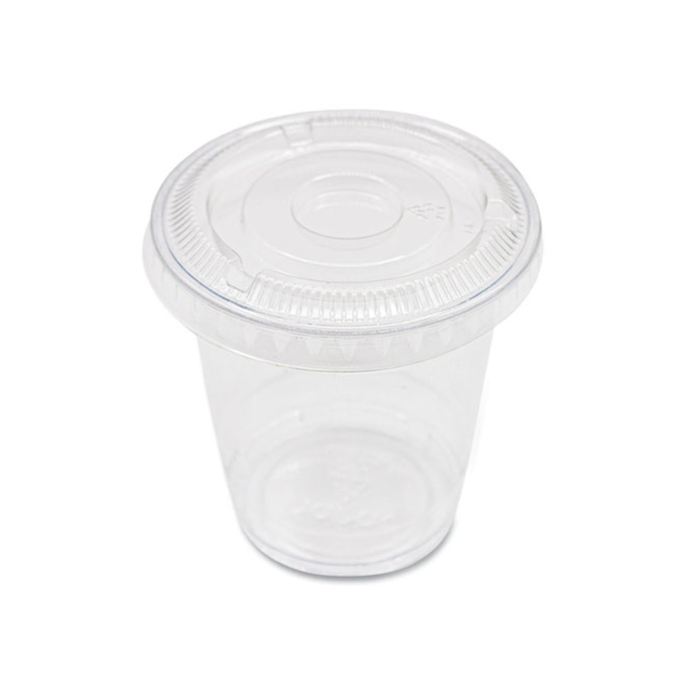 PET Lids, No Hole Flat Lid, Fits 8 oz to 10 oz Cold Cups, Plastic, Clear, 1,000/Carton. Picture 3