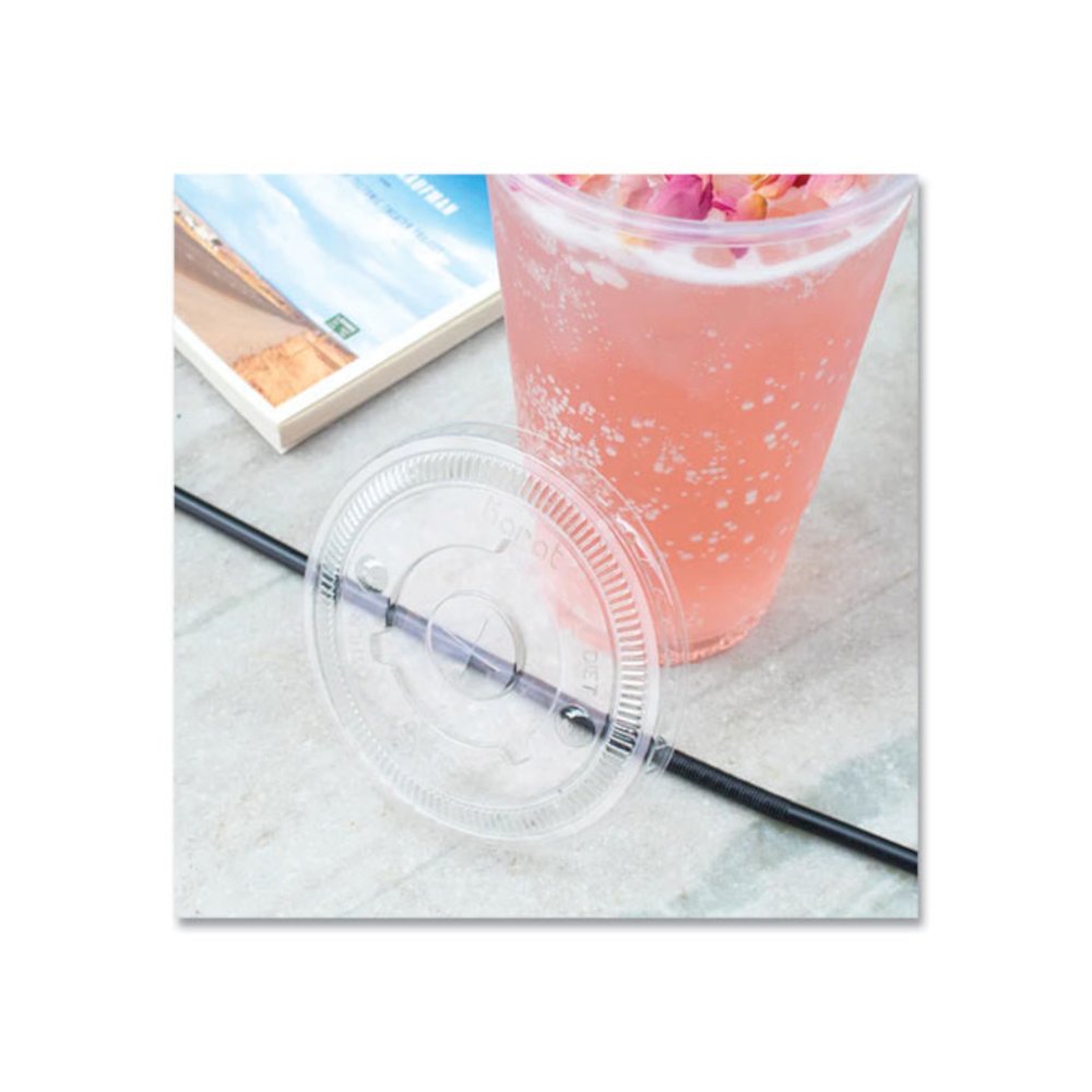 PET Lids, Flat Lid, Fits 32 oz Cold Cups, Plastic, Clear, 600/Carton. Picture 4