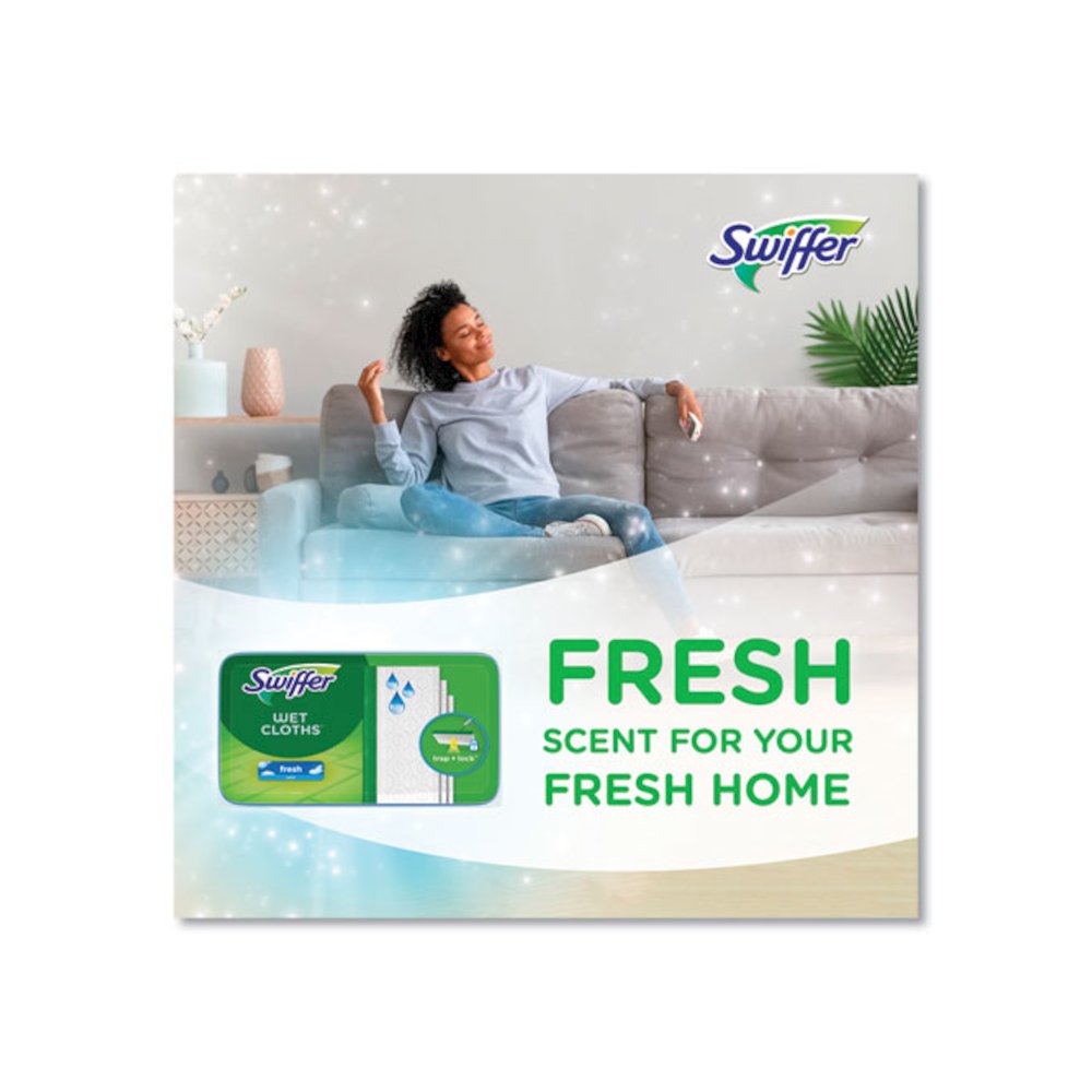 Wet Refill Cloths, 8 x 10, Fresh Scent, White, 12/Box, 6 Boxes/Carton. Picture 11
