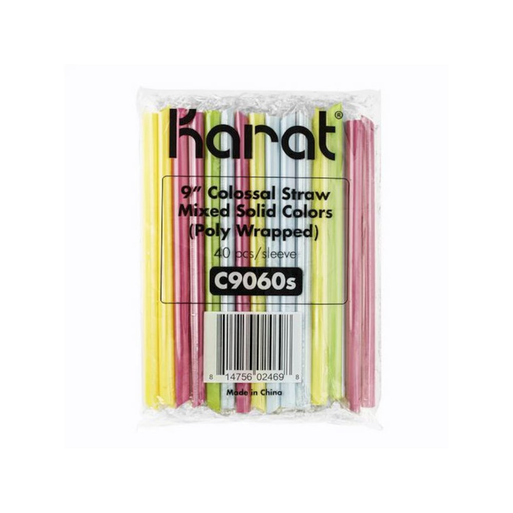 Boba Straws, 9", Plastic, Assorted Colors, 1,600/Carton. Picture 1