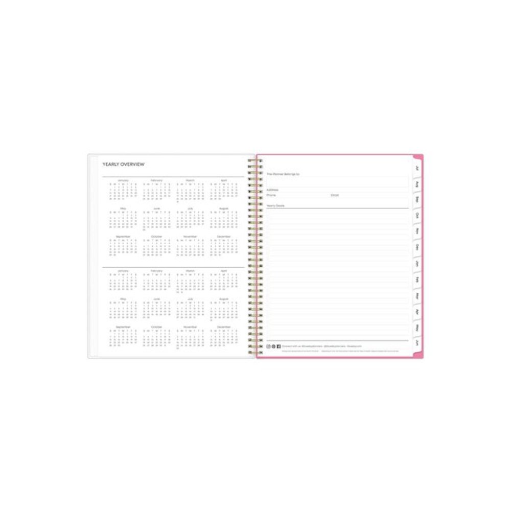 Roosevelt Pink Academic Weekly/Monthly Planner, Floral Artwork, 11" x 8.5", Pink/Gray Cover, 12-Month (July-June): 2025-2026. Picture 5
