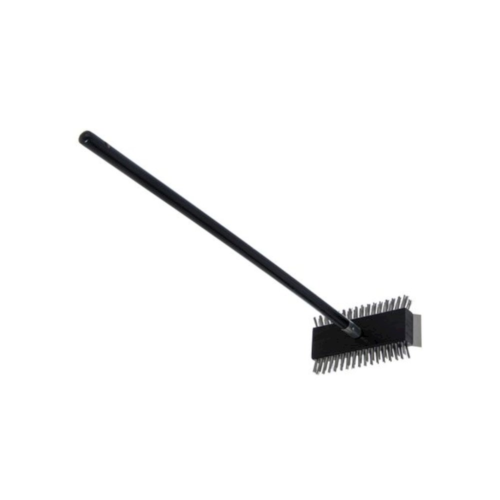 Sparta Broiler Master Grill Brush and Scraper with Handle, Metal Bristles, 30.5" Black Wood Handle. Picture 2