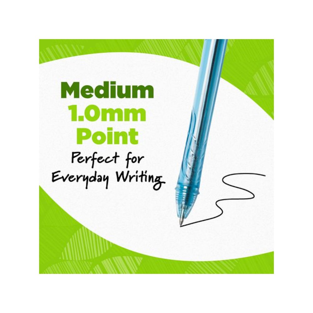 Ecolutions Gel Pen, Retractable, Medium 1 mm, Blue Ink, Blue Barrel, Dozen. Picture 2