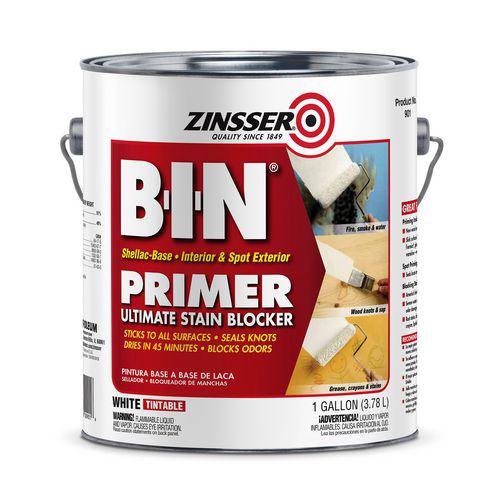 BIN Shellac-Base Interior and Spot Exterior Primer, Flat White, 1 gal Bucket/Pail, 2/Carton. Picture 1