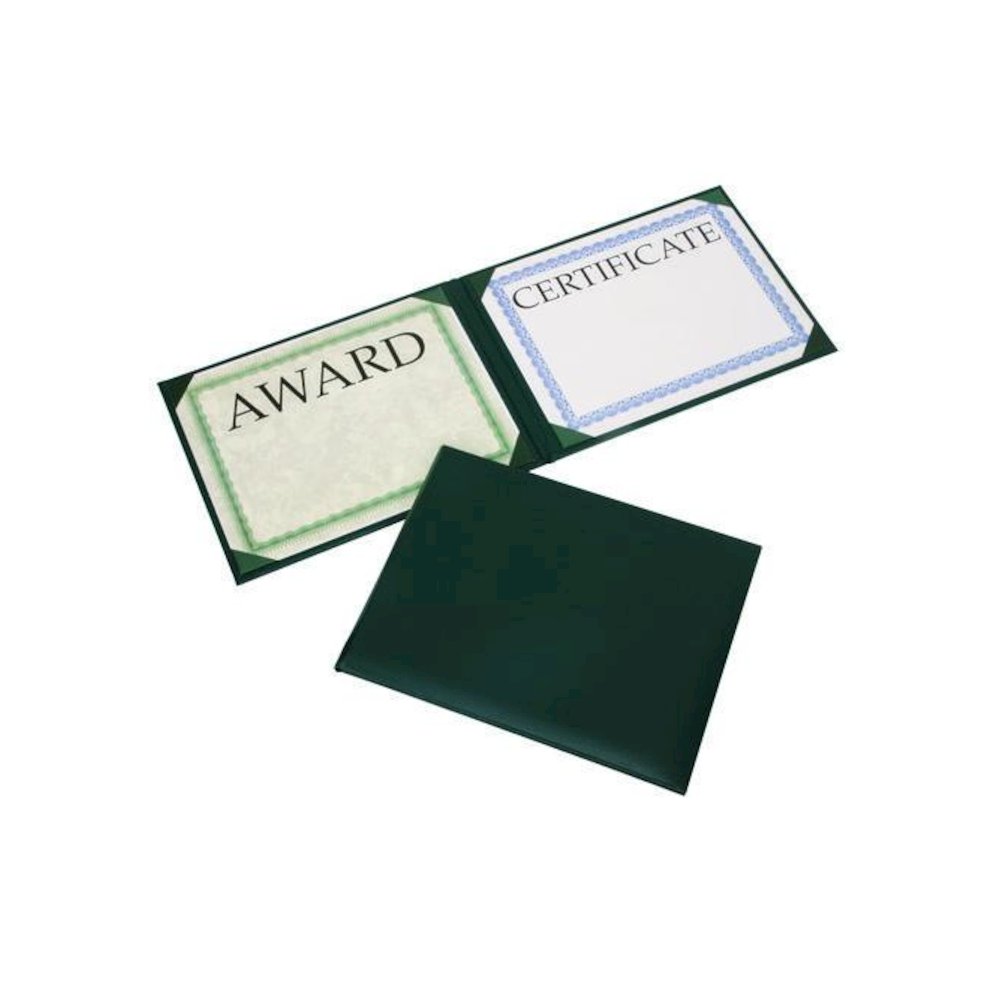 7510017143045, SKILCRAFT Awards Certificate Padded Cover Binder, 11.62 x 9.12, Green. Picture 1