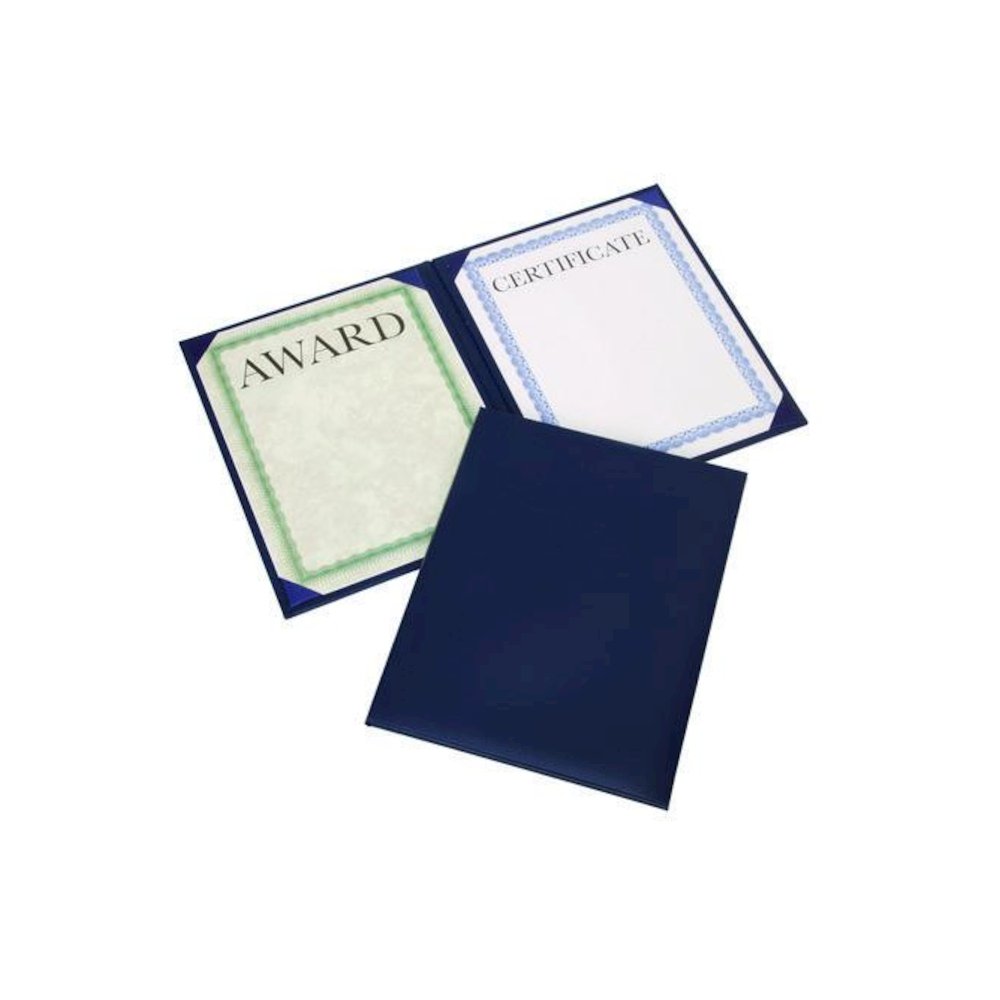 7510017143046, SKILCRAFT Awards Certificate Padded Cover Binder, 9.12 x 11.62 , Blue. Picture 1