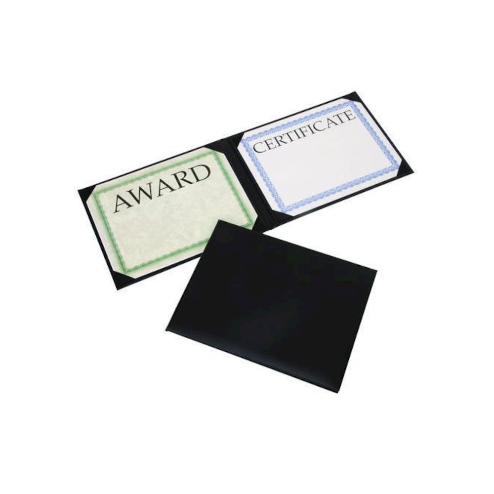 7510017143330, SKILCRAFT Awards Certificate Padded Cover Binder, 11.62 x 9.12, Black. Picture 1