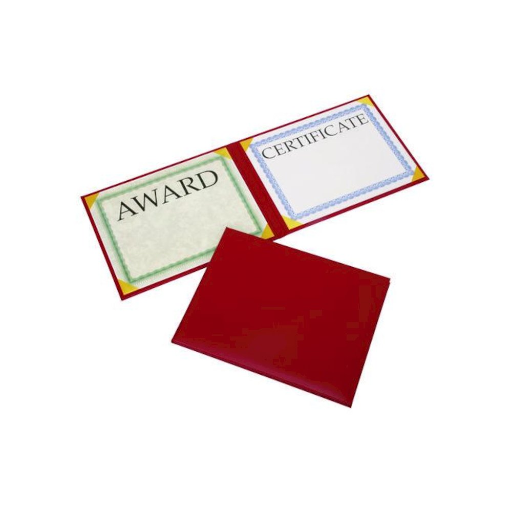 7510017143327, SKILCRAFT Awards Certificate Padded Cover Binder, 11.62 x 9.12, Red/Gold. Picture 1