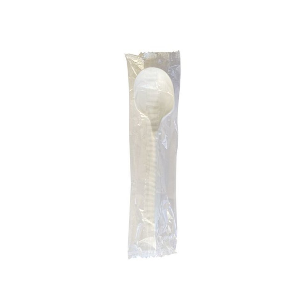 Mediumweight Wrapped Polypropylene Cutlery, Soup Spoon, 4.86", Plastic, White, 1,000/Carton. Picture 1