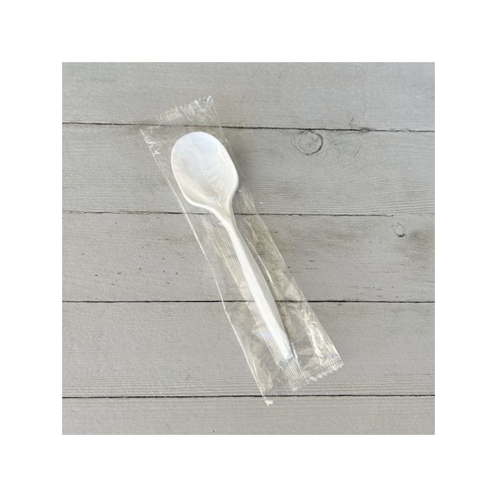 Mediumweight Wrapped Polypropylene Cutlery, Soup Spoon, 4.86", Plastic, White, 1,000/Carton. Picture 4