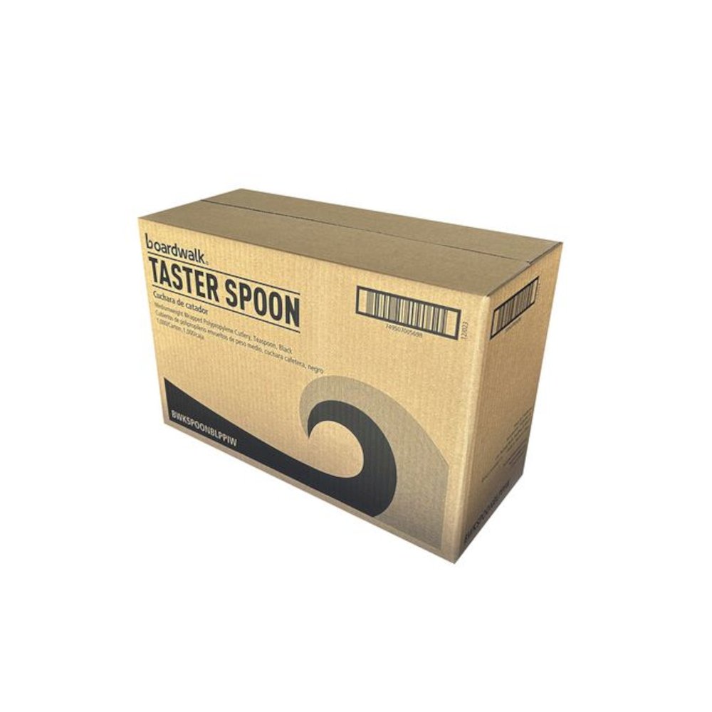 Mediumweight Polypropylene Cutlery, Individually Wrapped, Spoon, Plastic, Black, 1,000/Carton. Picture 5
