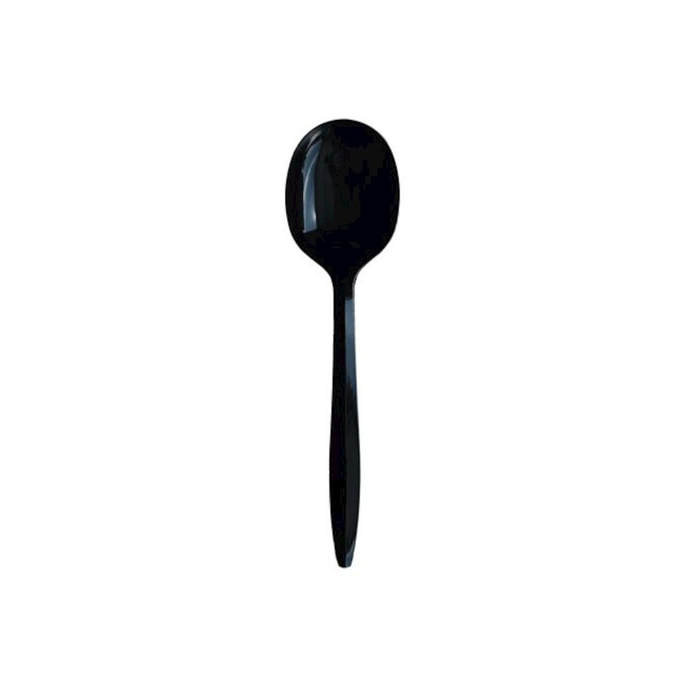 Mediumweight Wrapped Polypropylene Cutlery, Soup Spoon, Plastic, Black, 1,000/Carton. Picture 2
