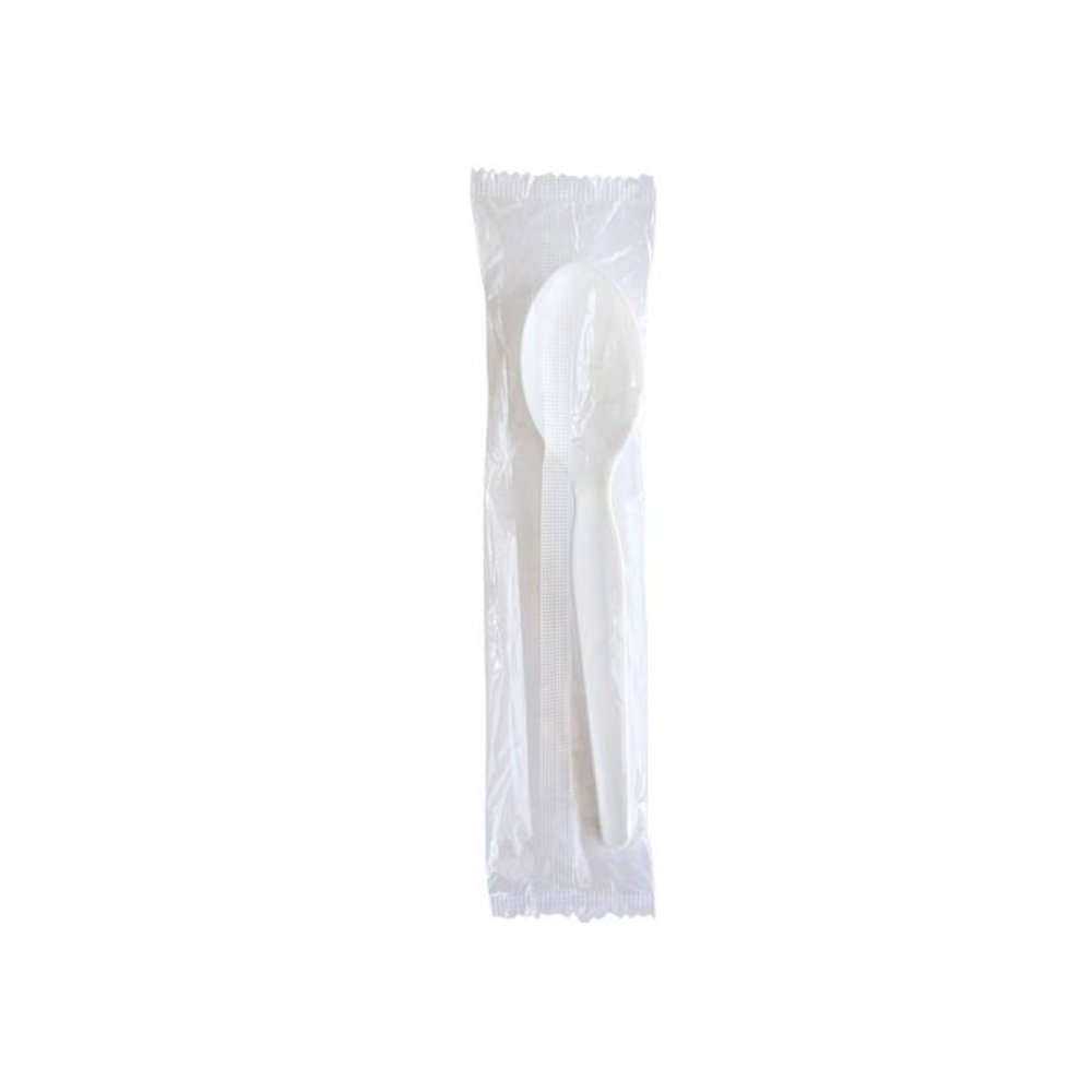 Heavyweight Wrapped Polystyrene Cutlery, Soup Spoon, Plastic, White, 1,000/Carton. Picture 1
