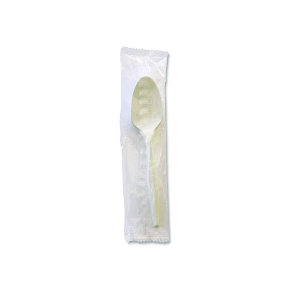 Mediumweight Wrapped Polypropylene Cutlery, Spoon, 5.31", Plastic, White, 1,000/Carton. Picture 1
