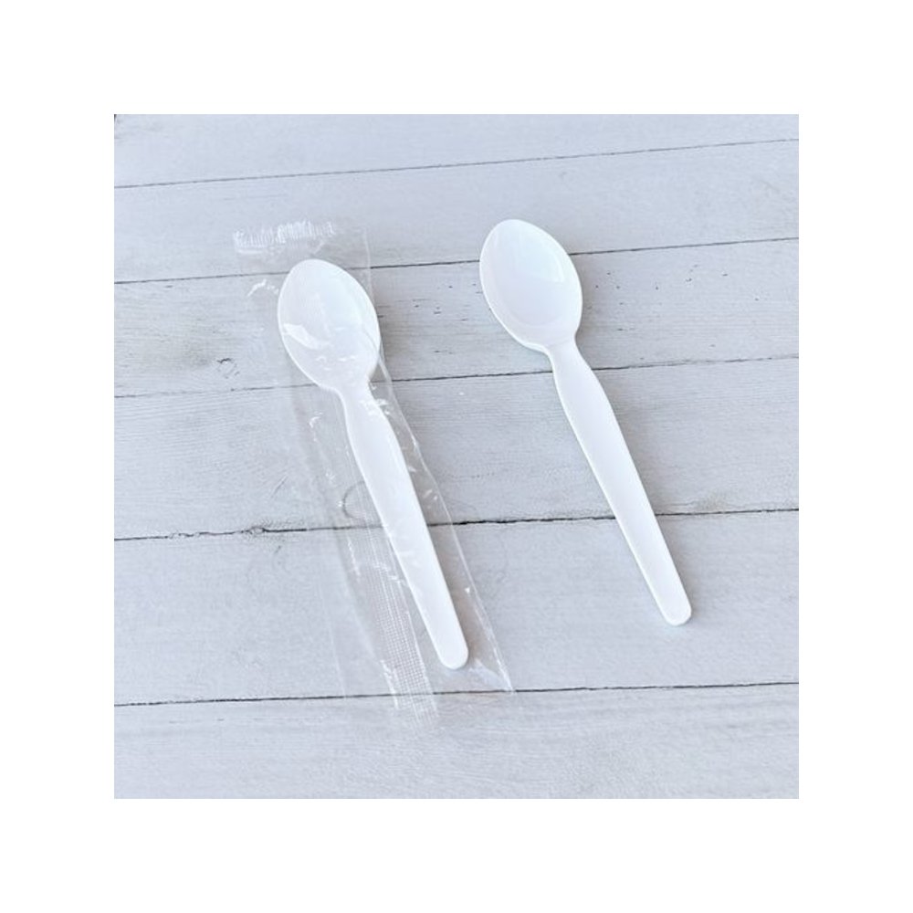 Heavyweight Wrapped Polystyrene Cutlery, Soup Spoon, Plastic, White, 1,000/Carton. Picture 4