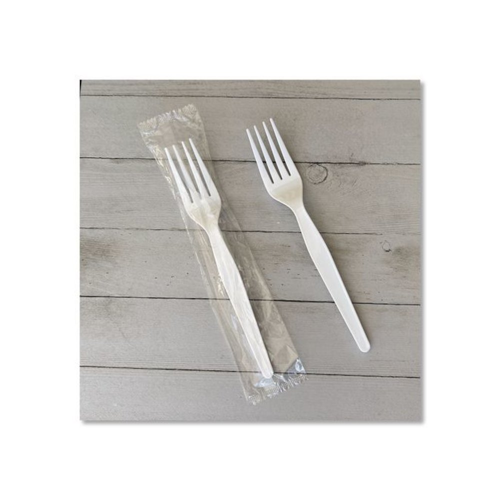 Heavyweight Wrapped Polystyrene Cutlery, Fork, Plastic, White, 1,000/Carton. Picture 4
