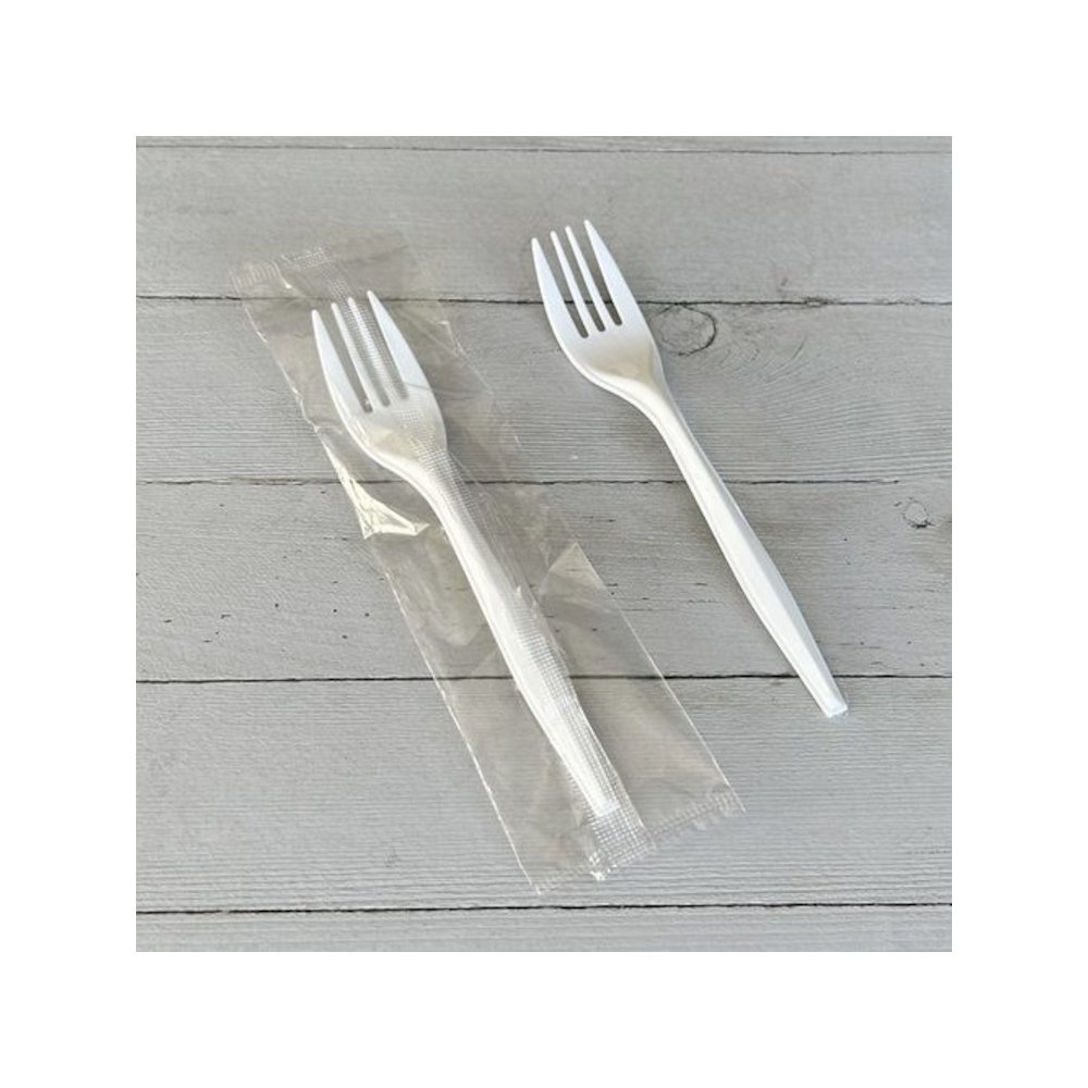 Mediumweight Wrapped Polypropylene Cutlery, Fork, 5.51", Plastic, White, 1,000/Carton. Picture 3