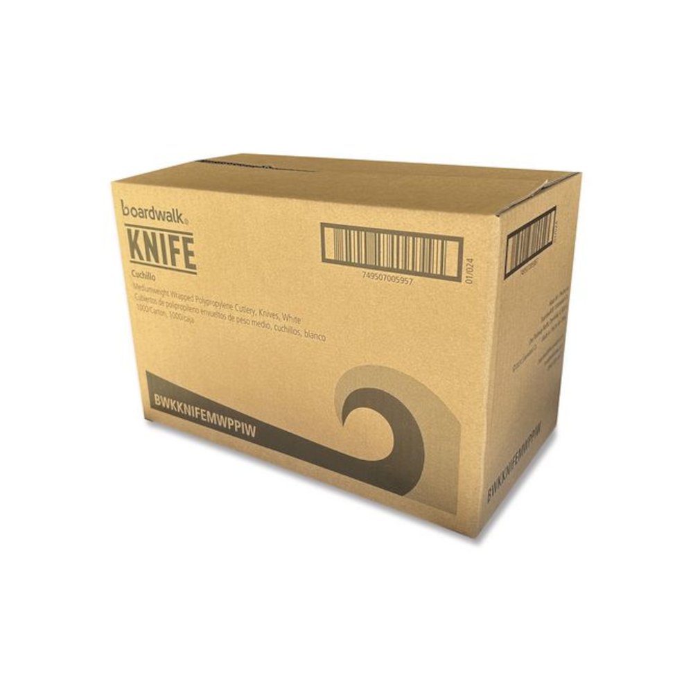 Mediumweight Wrapped Polypropylene Cutlery, Knife, 5.86", Plastic, White, 1,000/Carton. Picture 6